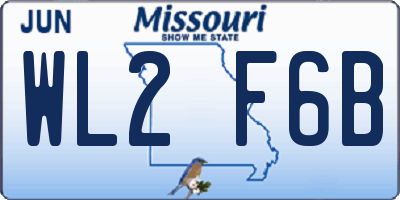MO license plate WL2F6B