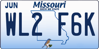 MO license plate WL2F6K