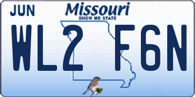 MO license plate WL2F6N