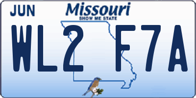 MO license plate WL2F7A