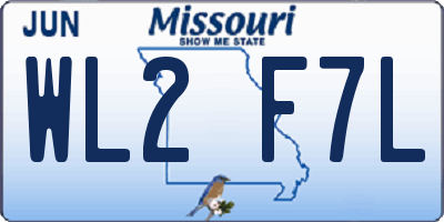 MO license plate WL2F7L