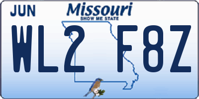 MO license plate WL2F8Z