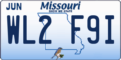 MO license plate WL2F9I