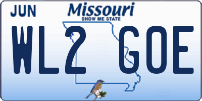 MO license plate WL2G0E