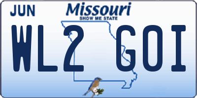 MO license plate WL2G0I