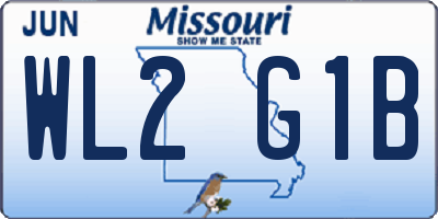 MO license plate WL2G1B