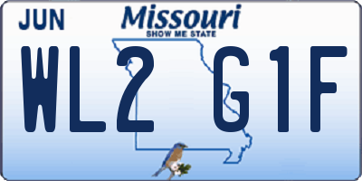 MO license plate WL2G1F