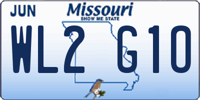 MO license plate WL2G1O