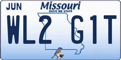 MO license plate WL2G1T