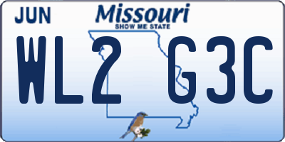 MO license plate WL2G3C