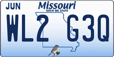 MO license plate WL2G3Q