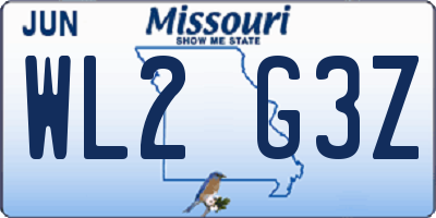 MO license plate WL2G3Z