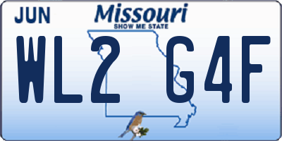 MO license plate WL2G4F