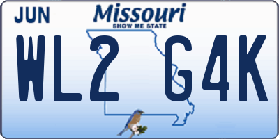 MO license plate WL2G4K