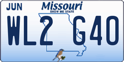MO license plate WL2G4O