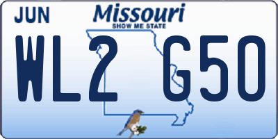 MO license plate WL2G5O