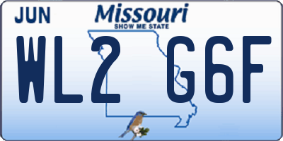 MO license plate WL2G6F