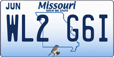 MO license plate WL2G6I