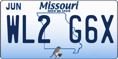 MO license plate WL2G6X
