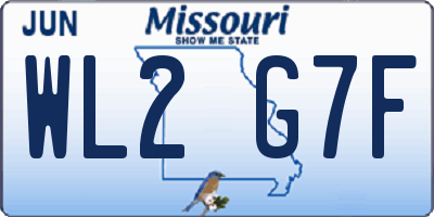 MO license plate WL2G7F