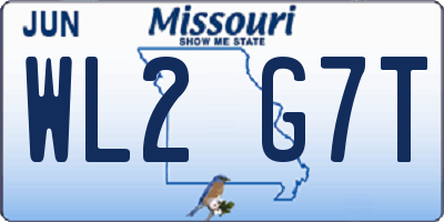 MO license plate WL2G7T