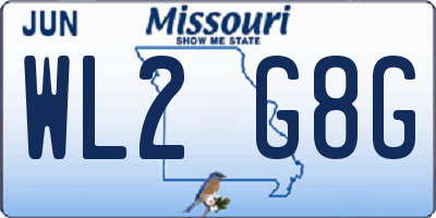 MO license plate WL2G8G