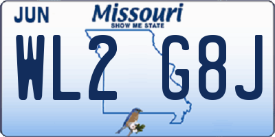 MO license plate WL2G8J