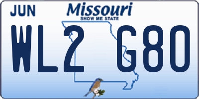 MO license plate WL2G8O