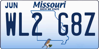 MO license plate WL2G8Z