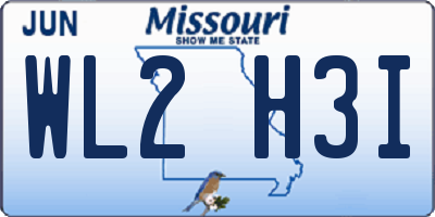 MO license plate WL2H3I