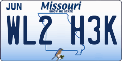 MO license plate WL2H3K