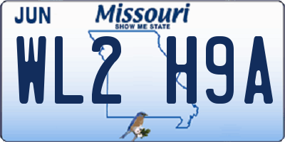 MO license plate WL2H9A