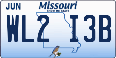 MO license plate WL2I3B