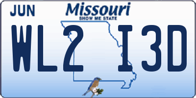 MO license plate WL2I3D
