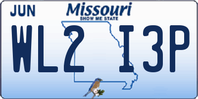 MO license plate WL2I3P