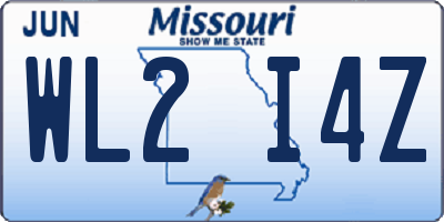 MO license plate WL2I4Z
