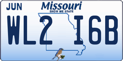 MO license plate WL2I6B