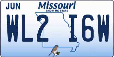 MO license plate WL2I6W