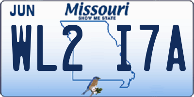 MO license plate WL2I7A