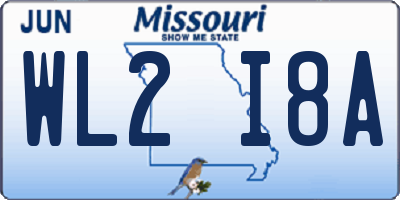 MO license plate WL2I8A