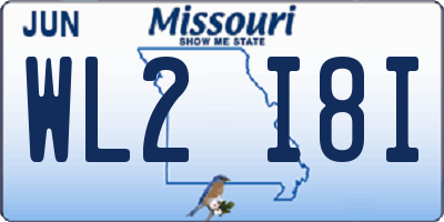 MO license plate WL2I8I