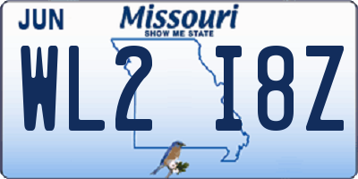 MO license plate WL2I8Z