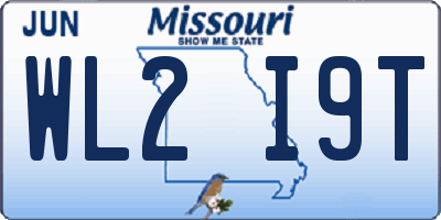 MO license plate WL2I9T