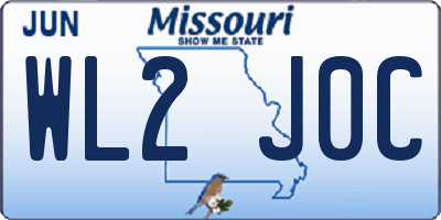 MO license plate WL2J0C