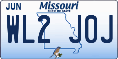 MO license plate WL2J0J