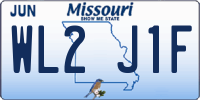MO license plate WL2J1F
