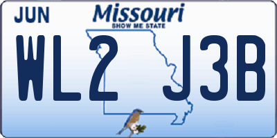 MO license plate WL2J3B