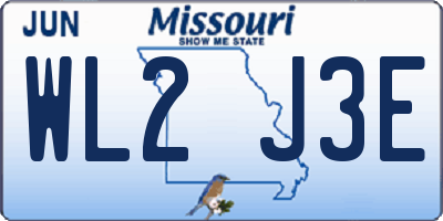 MO license plate WL2J3E