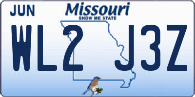 MO license plate WL2J3Z