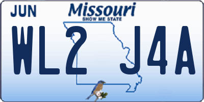 MO license plate WL2J4A